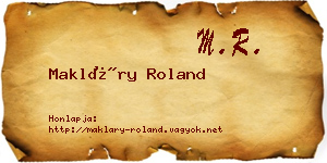 Makláry Roland névjegykártya